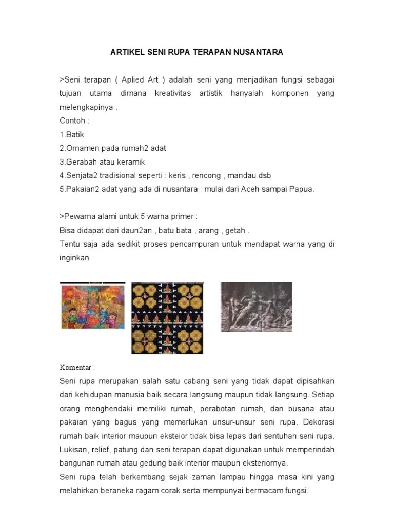 Artikel Seni Rupa Terapan Nusantara | PDF