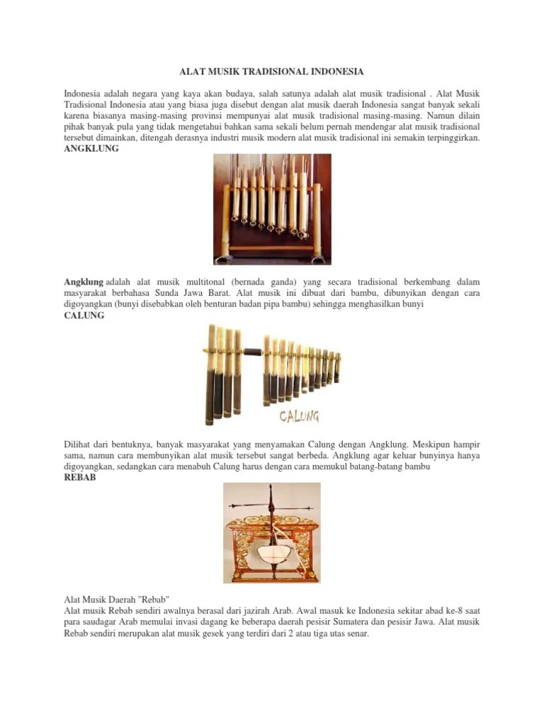 Alat Musik Tradisional Indonesia | PDF