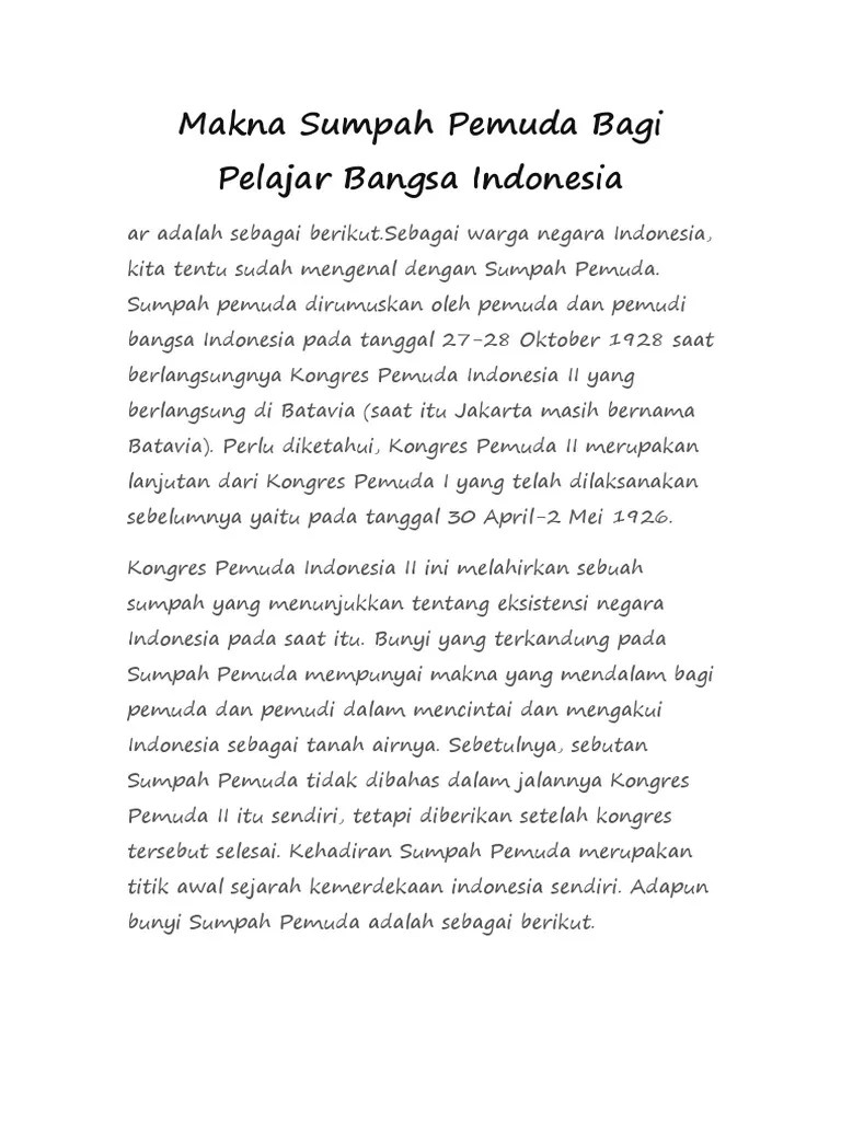 Makna Sumpah Pemuda Bagi Pelajar Bangsa Indonesia | PDF