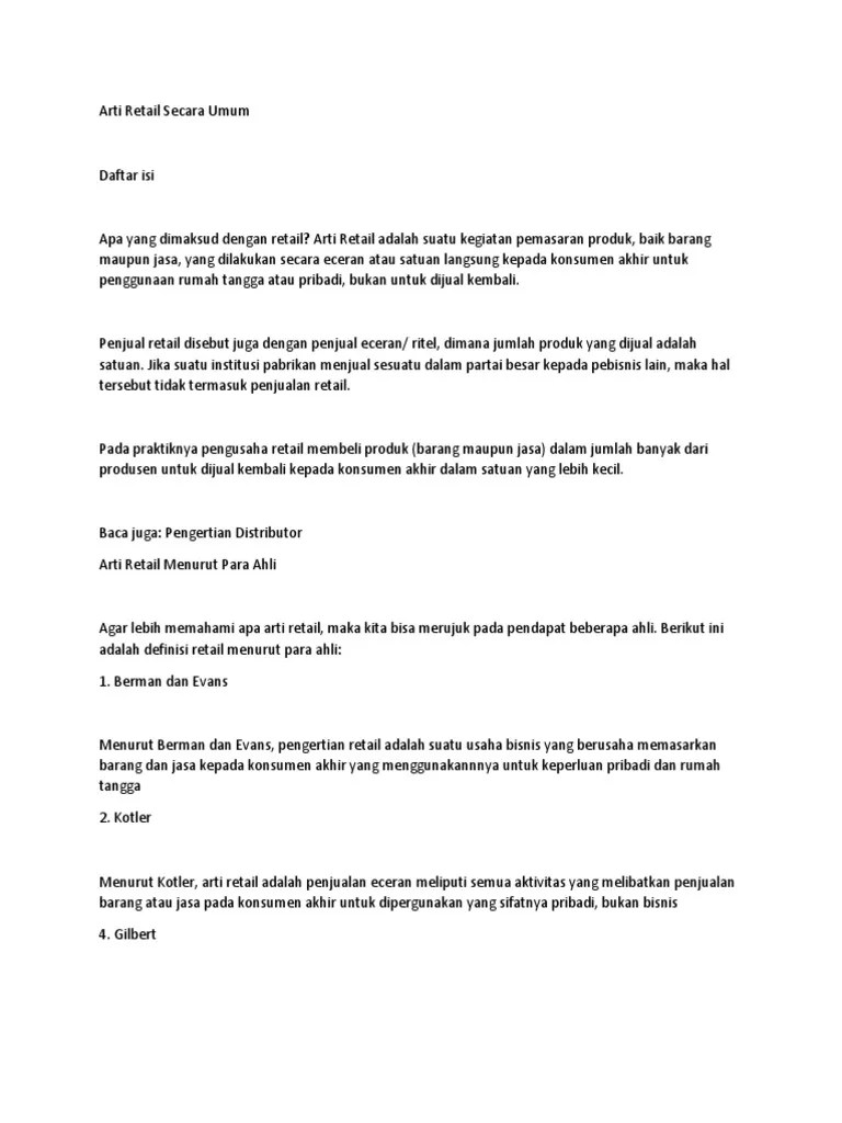 Definisi Bisnis Ritel Menurut Para Ahli