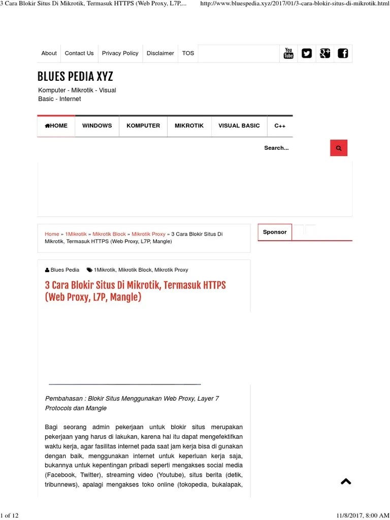 3 Cara Blokir Situs Di Mikrotik, Termasuk HTTPS (Web Proxy, L7P, Mangle) -  Blues Pedia Xyz