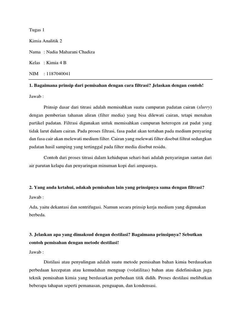 Tugas Analitik 2 - Nadia Maharani Chadiza - 1187040041 - Kimia 4B | PDF