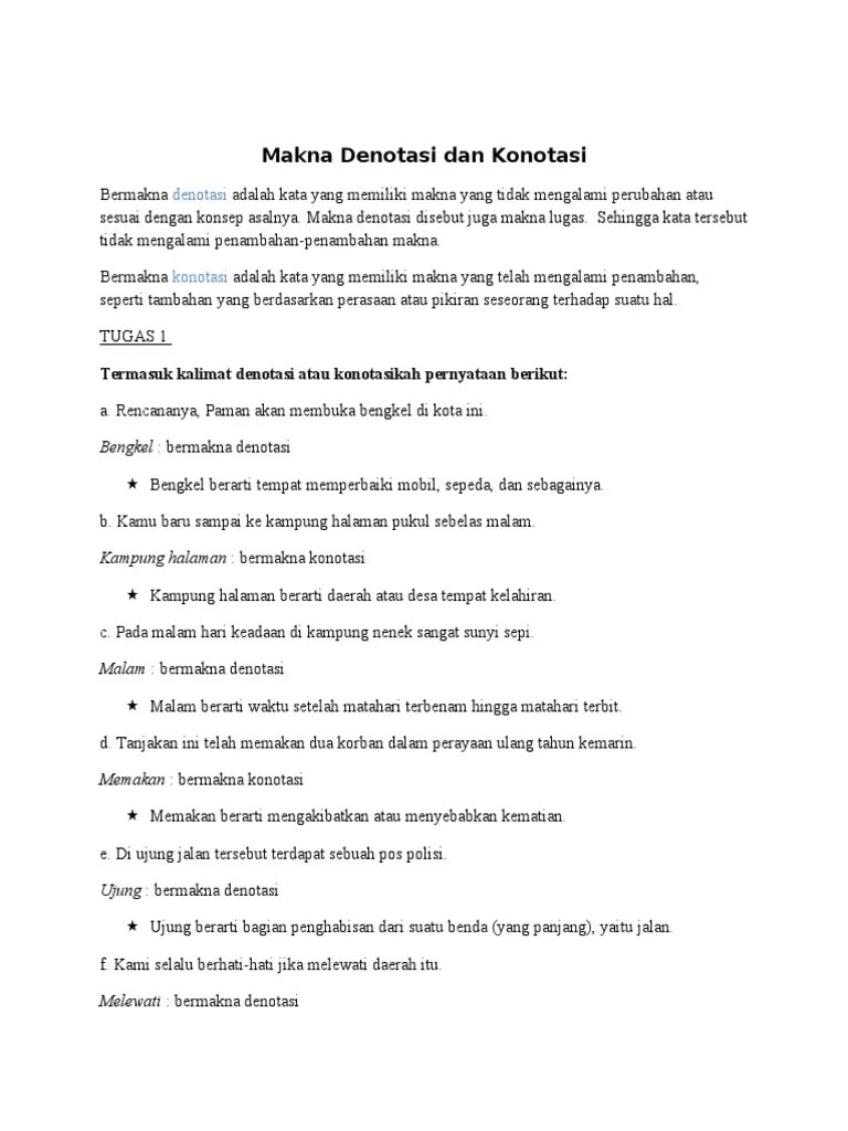 Tugas B.Indonesia - Makna Denotasi Dan Konotasi | PDF