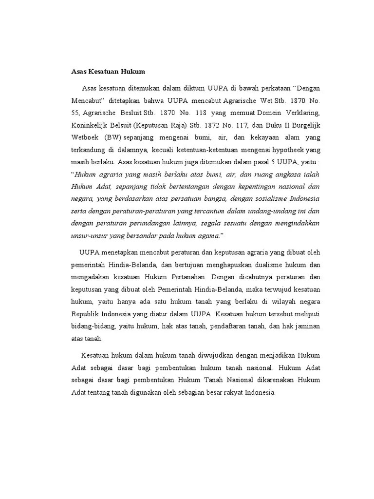 Asas Kesatuan Hukum Uupa