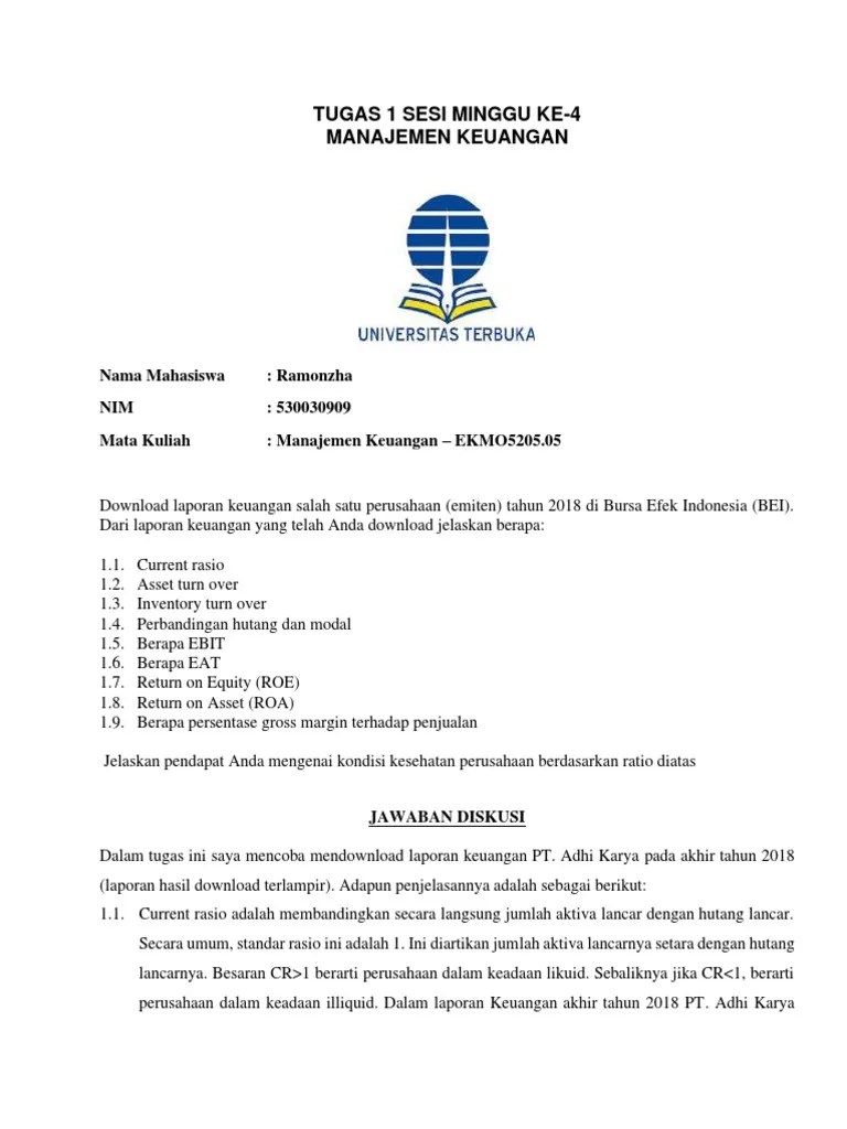 Tugas Manajemen Keuangan Ramonzha PDF | PDF