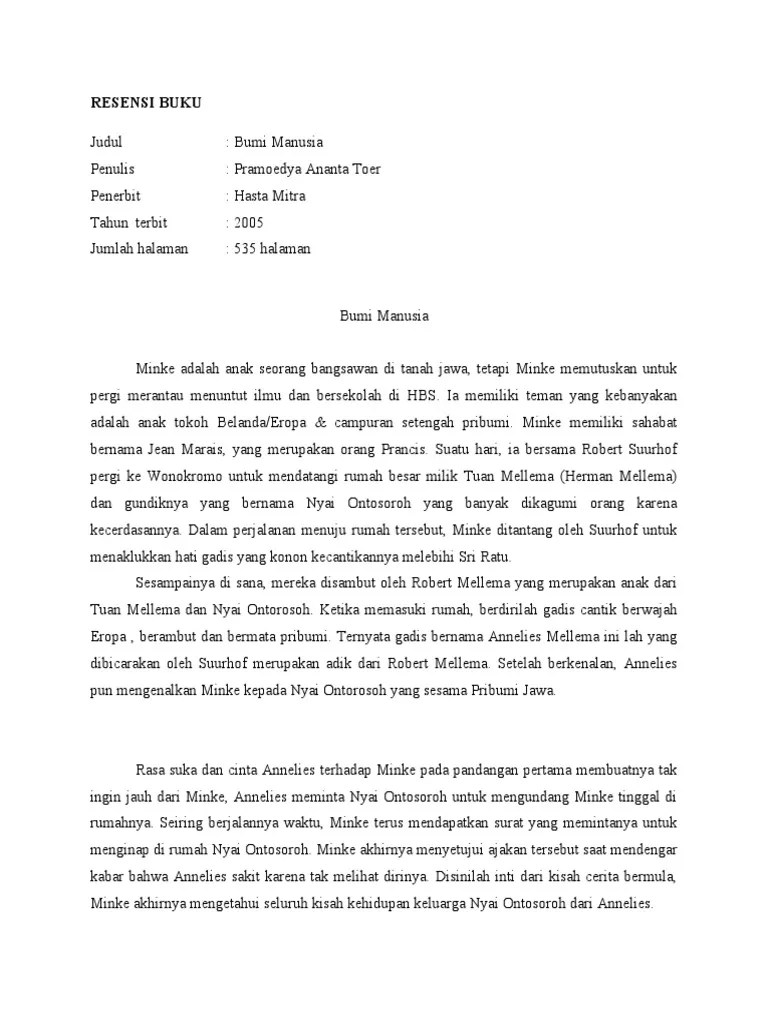 Resensi Novel Bumi Manusia | PDF