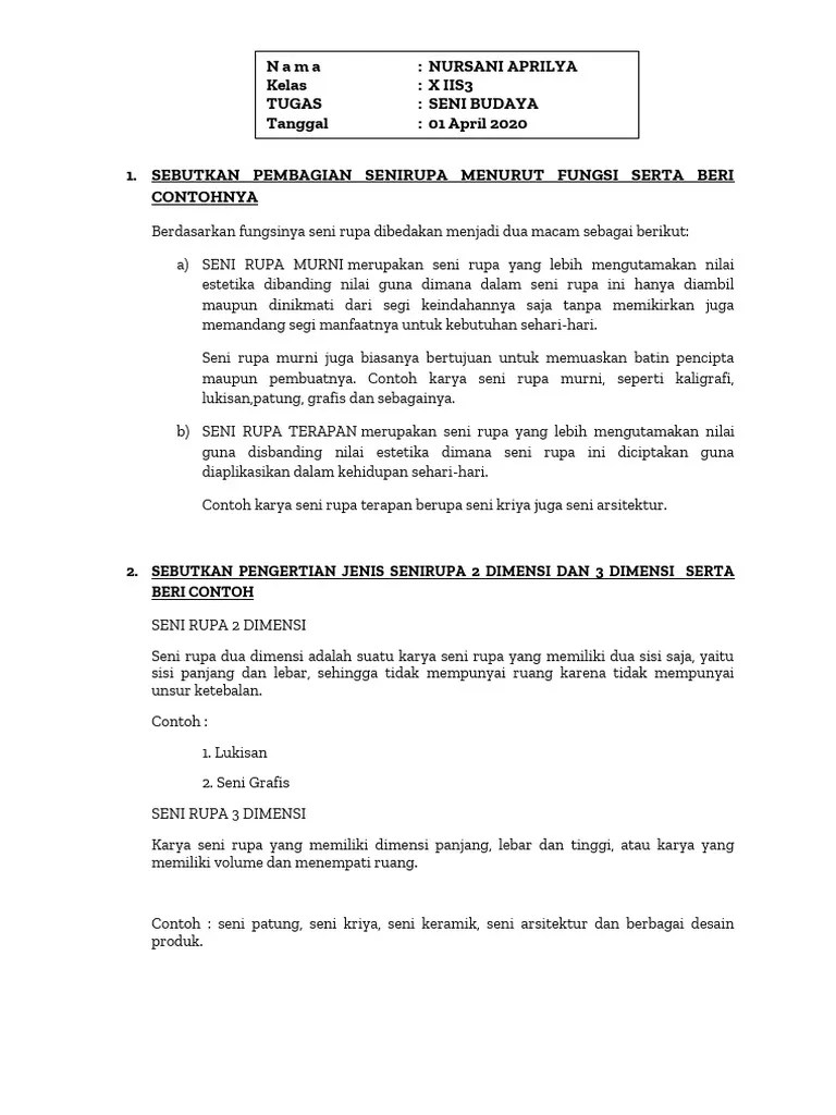 Jelaskan Pengertian Karya Seni Rupa 3 Dimensi Dan Berikan Contohnya