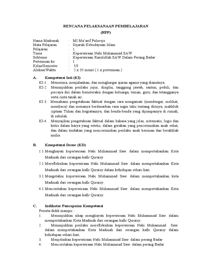 Keperwiraan Rasulullah SAW Dalam Perang Badar | PDF