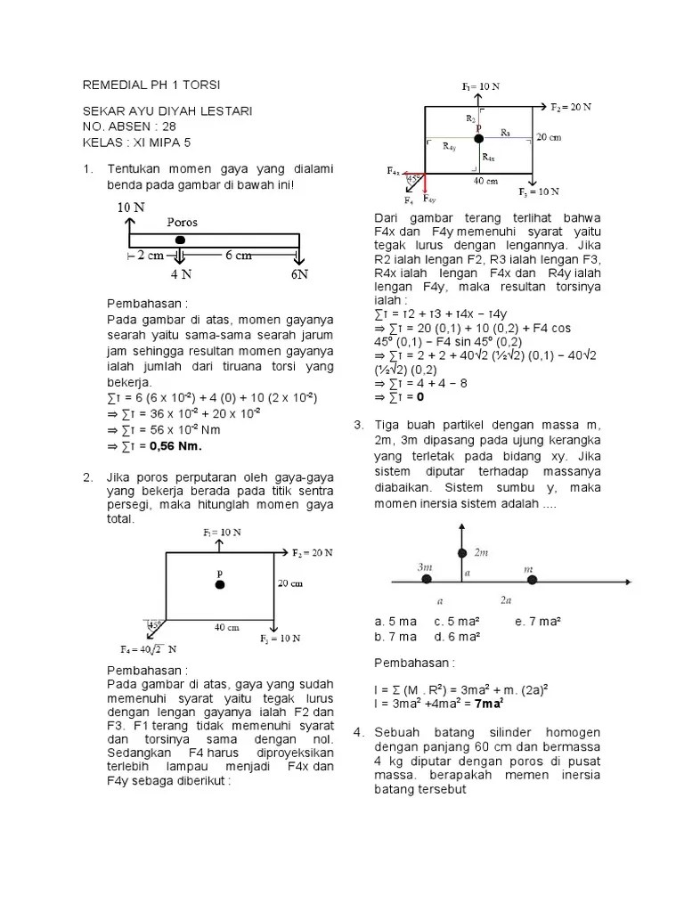 REMEDIAL PH 1 TORSI - Sekar Ayu Diyah Lestari (28) XI MIPA 5 | PDF