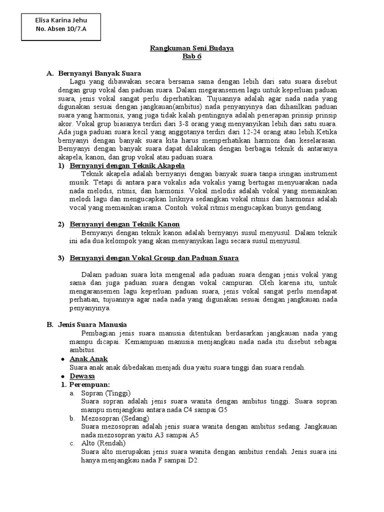 Rangkuman Seni Budaya | PDF