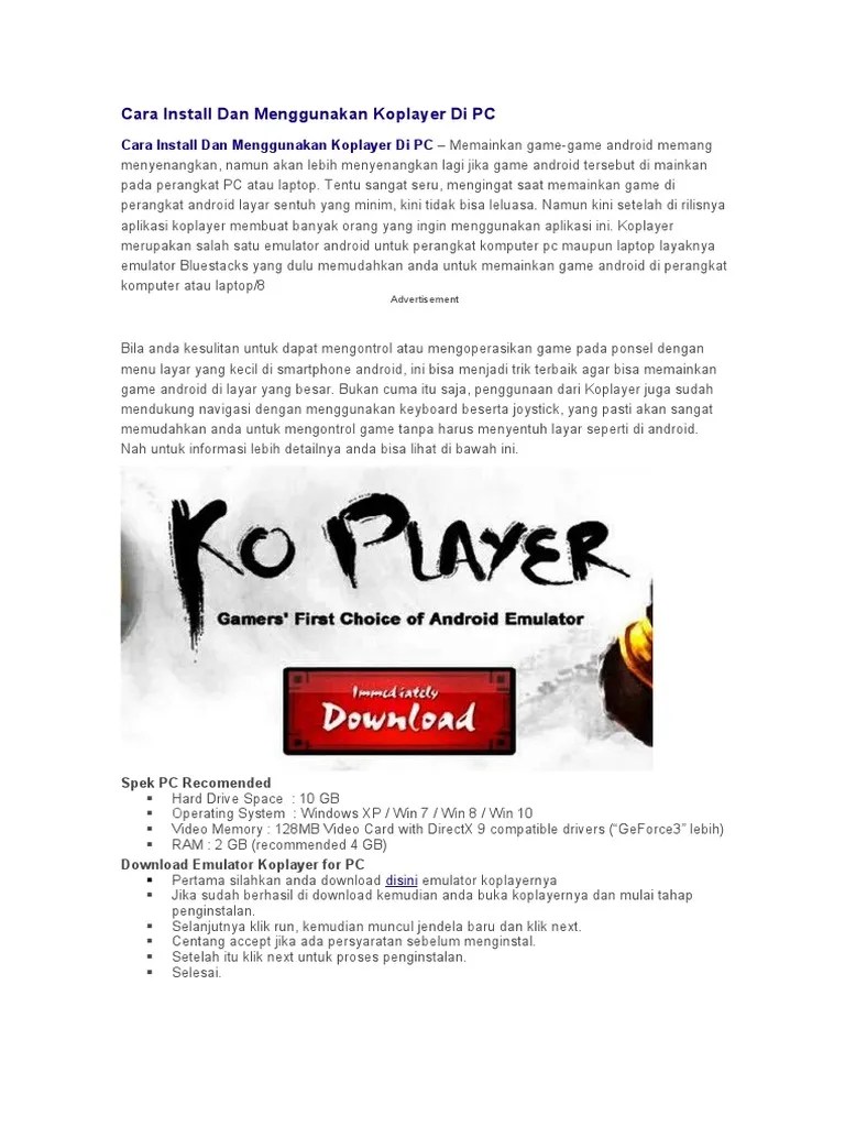 Cara Install Dan Menggunakan Koplayer Di PC | PDF