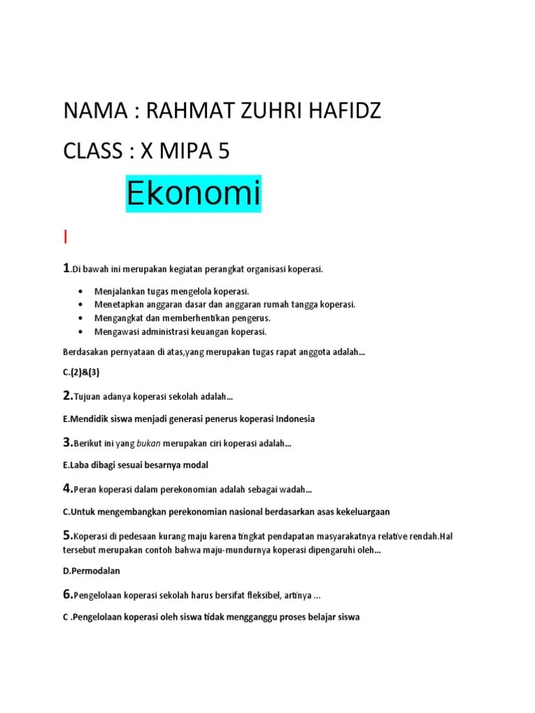Rahmat Zuhri Hafidz Koperasi Latihan Ekonomi | PDF