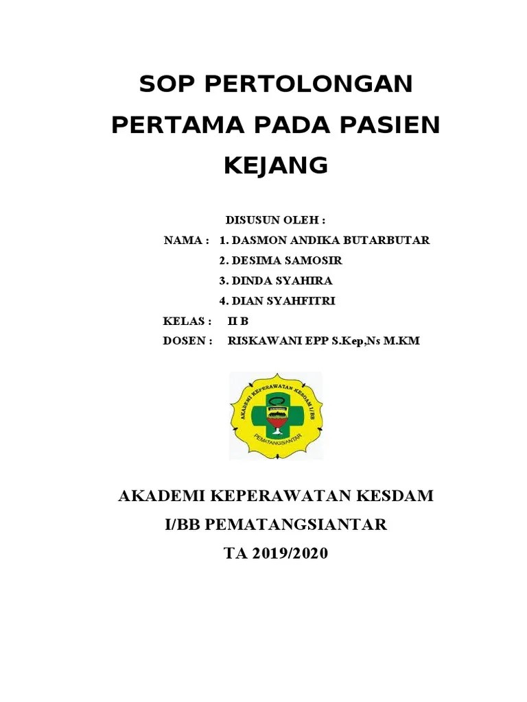 Sop Pertolongan Pertama Pada Pasien Kejang | PDF