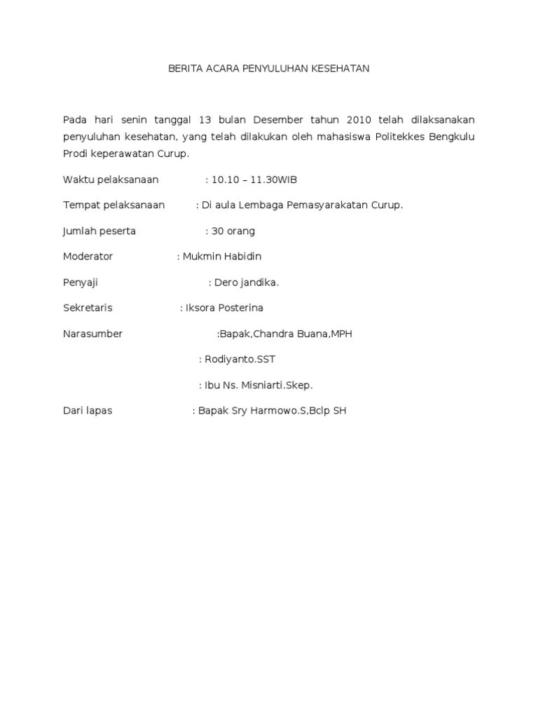 Berita Acara Penyuluhan Kesehatan | PDF