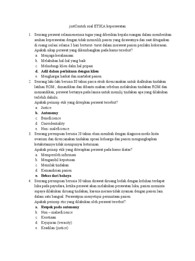 Contoh Soal ETIKA Keperawatan | PDF