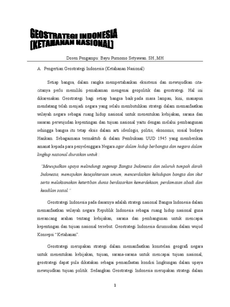 Geostrategi Indonesia (Ketahanan Nasional) | PDF