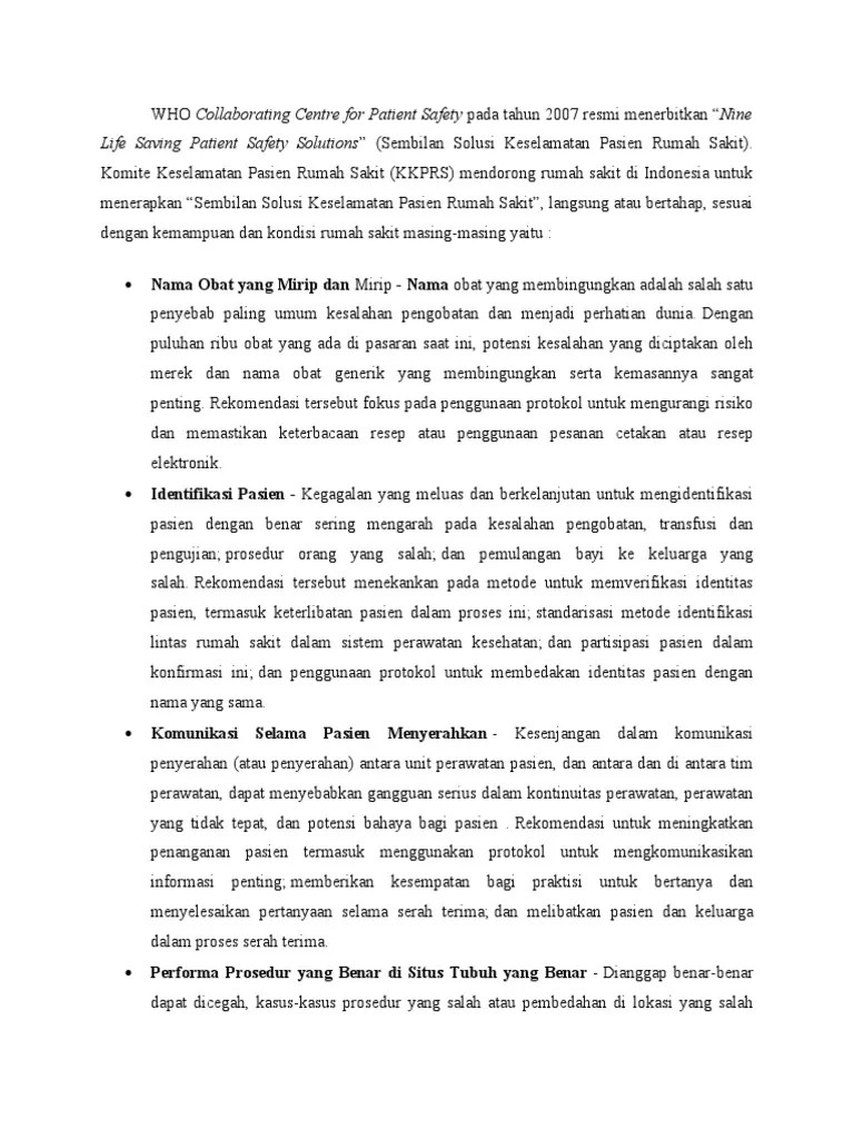 9 Pasien Safety | PDF