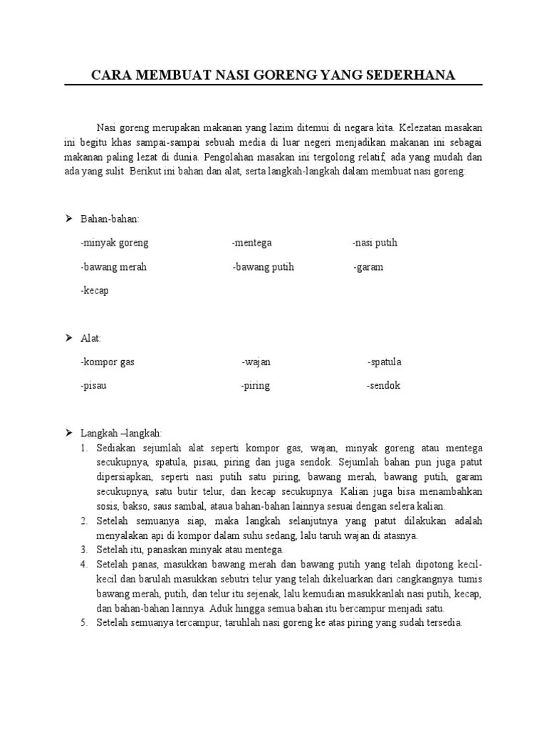 Teks Eksposisi (Cara Membuat Nasi Goreng) | PDF