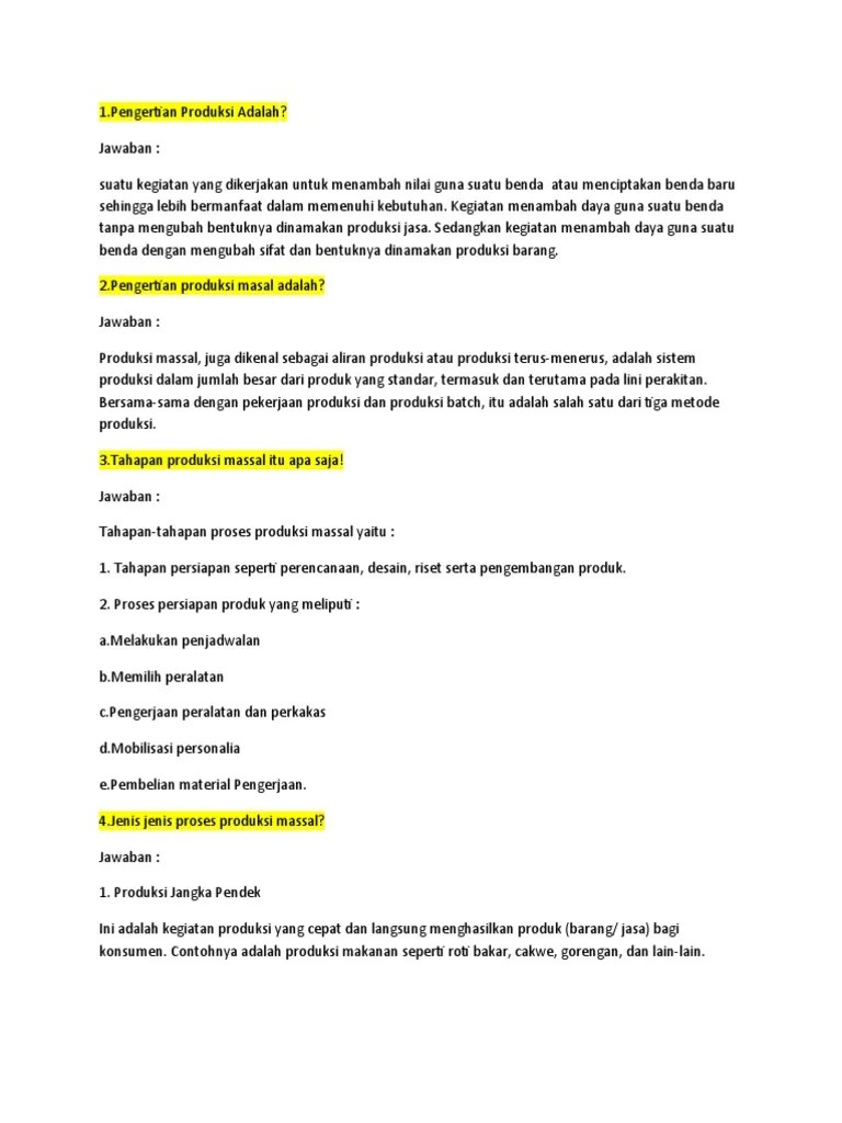 Soal Plus Jawaban PROD MASSAL | PDF