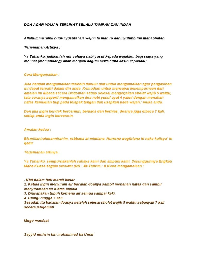 Doa Agar Wajah Terlihat Selalu Tampan Dan Indah