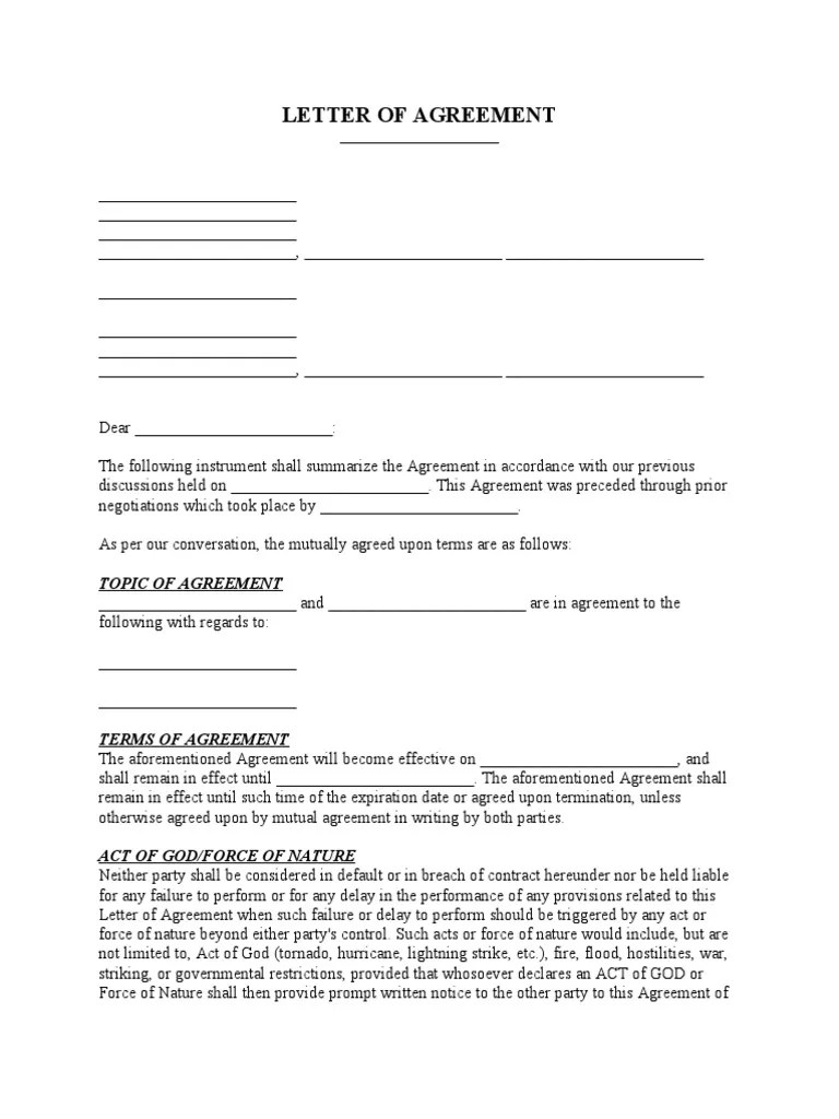 Barter Agreement Template