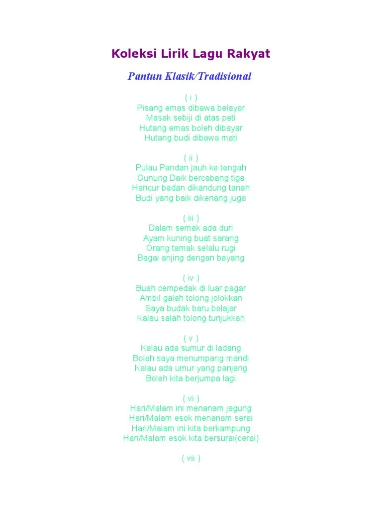 Koleksi Lirik Lagu Rakyat | PDF