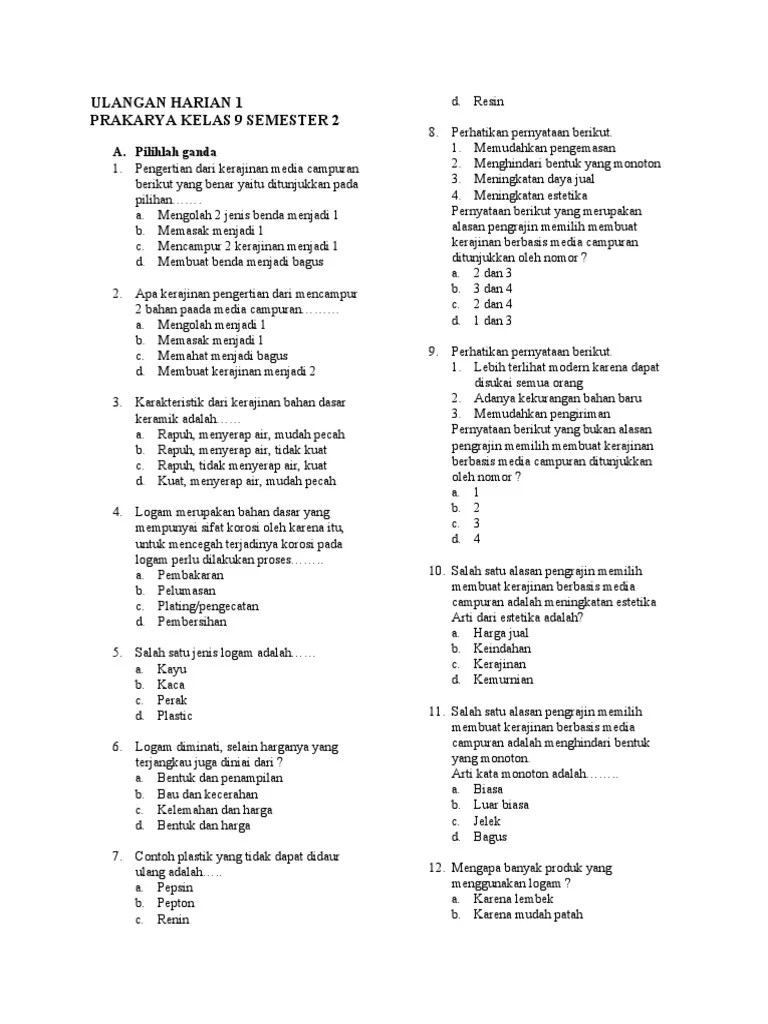 Soal Kerajinan Media Campuran IX | PDF