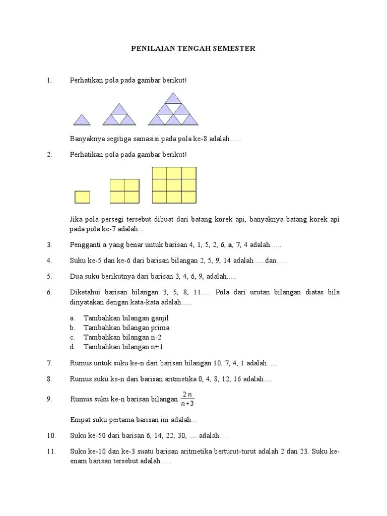 Latihan Soal Pola Bilangan | PDF