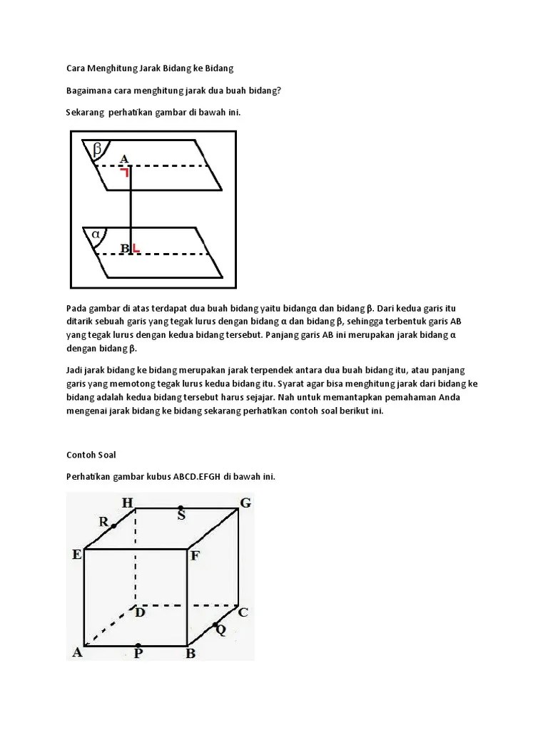 Cara Menghitung Jarak Bidang Ke Bidang | PDF