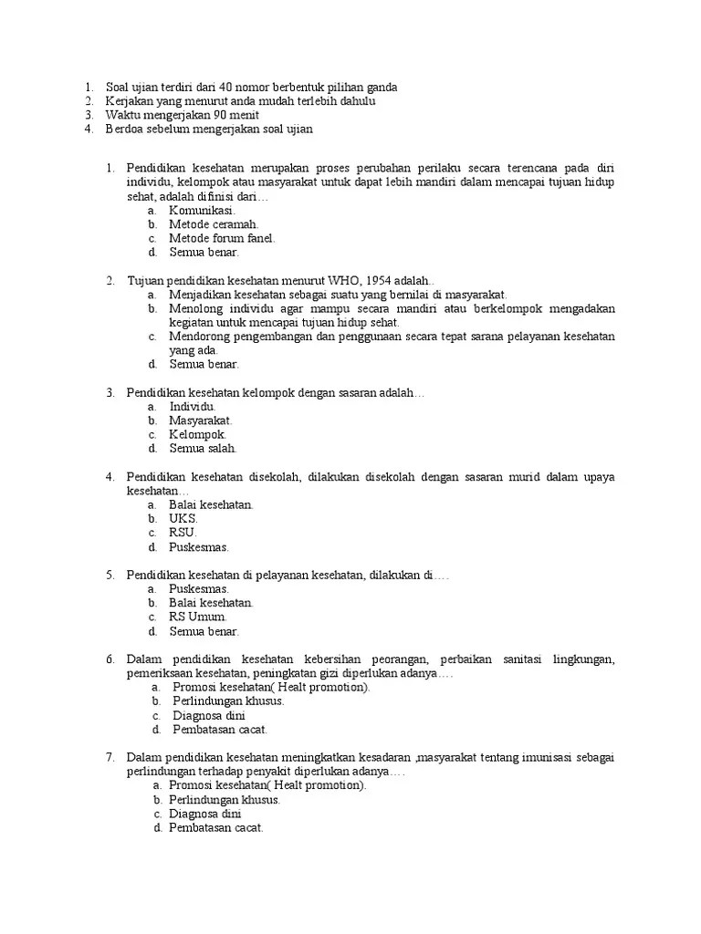Soal UAS PENKES | PDF