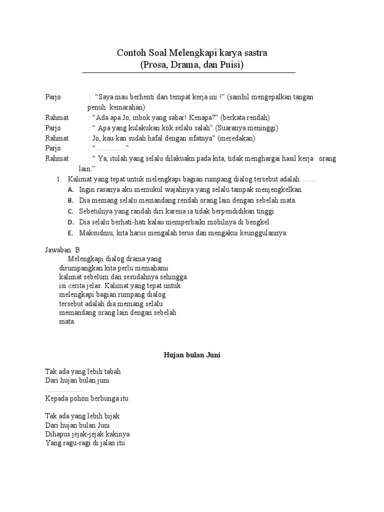 Contoh Soal Melengkapi Karya Sastra | PDF