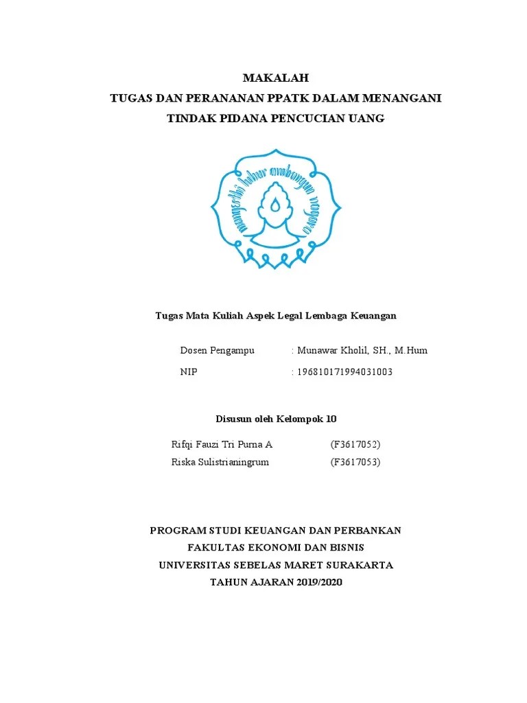 Tugas Dan Peranan PPATK Dalam Mengangani Tindak Pidana Pencucian Uang | PDF