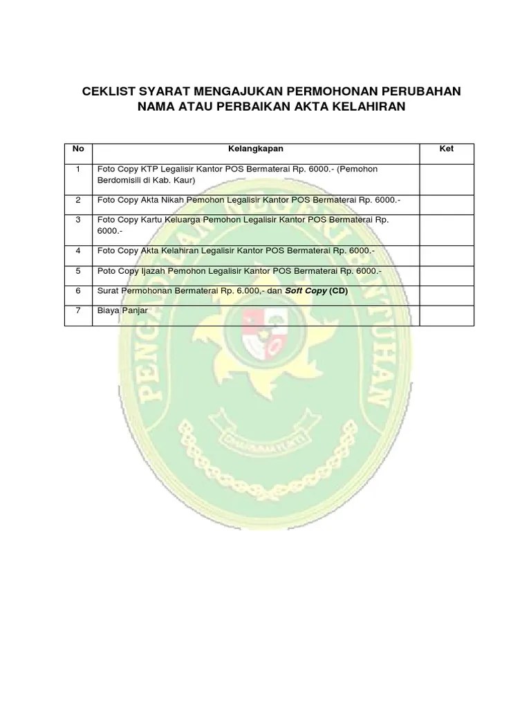 Permohonan Perubahan Nama PDF | PDF