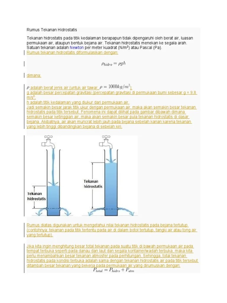 Rumus Tekanan Hidrostatis | PDF