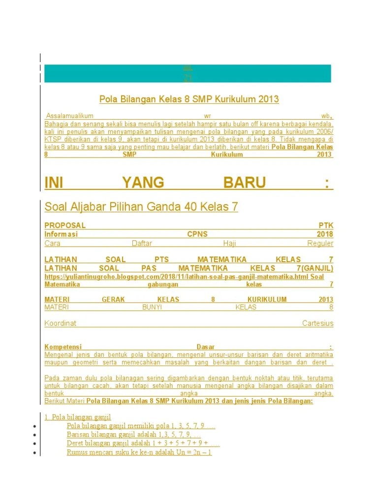 Materui Pola Bilangan | PDF