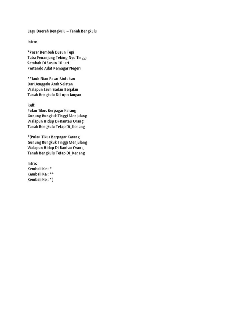 Lagu Daerah Bengkulu | PDF