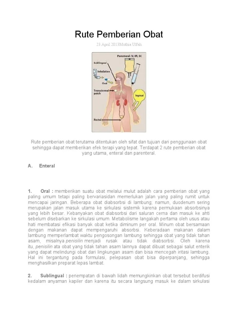 Rute Pemberian Obat | PDF