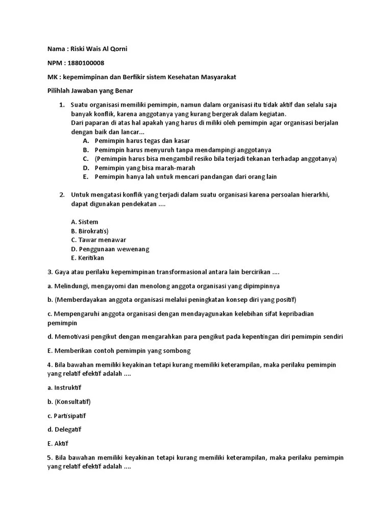 Riski Wais Al Qorni Soal Kepimpinan | PDF