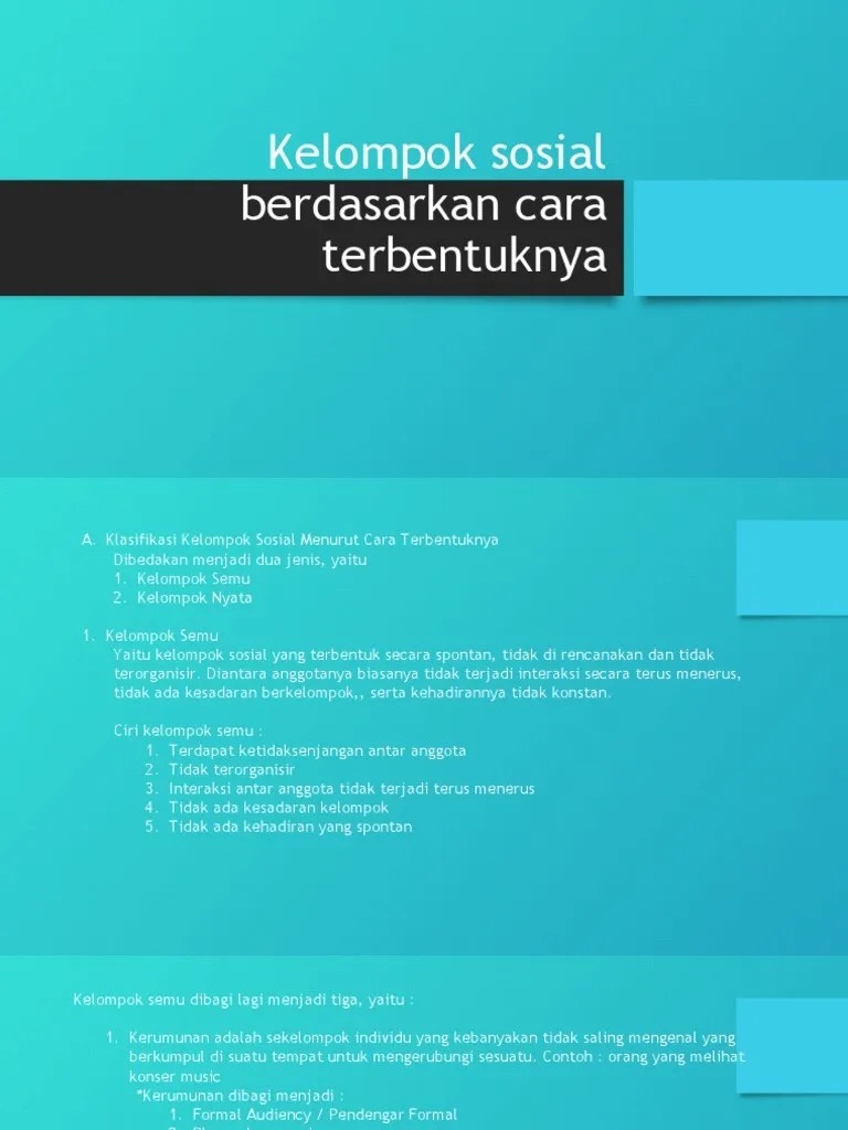 Kelompok Sosial Berdasarkan Cara Terbentuknya | PDF