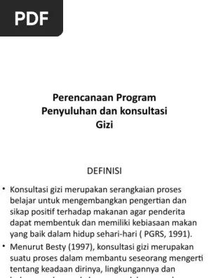 Langkah-Langkah Penyuluhan Dan Konsultasi Gizi | PDF
