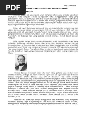 PERKEMBANGAN KOMPUTER DARI AWAL HINGGA SEKARANG (Endah Korina Awaliyah) |  PDF