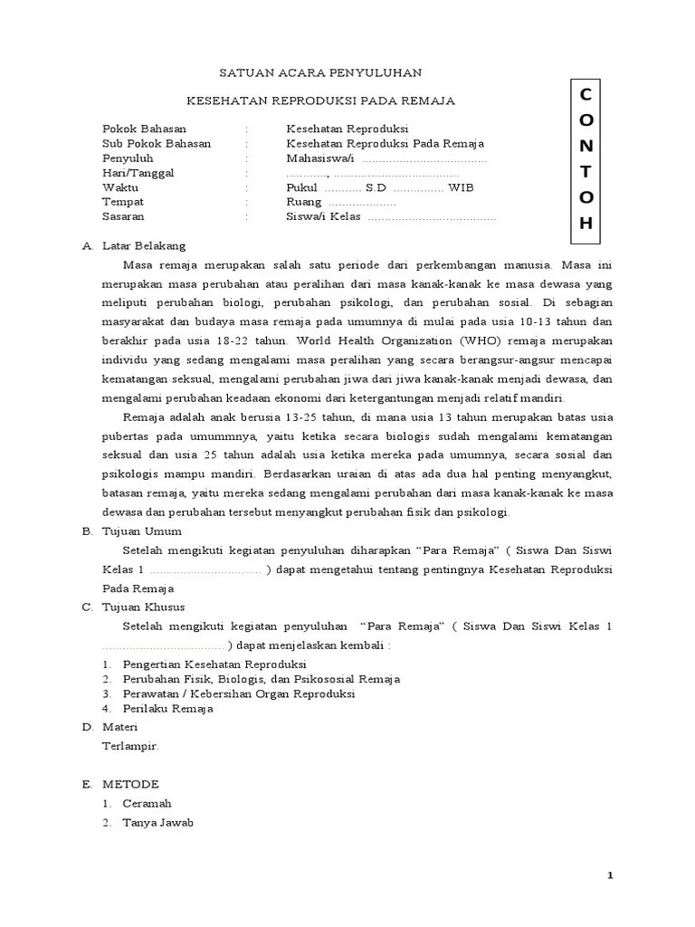 Contoh SATUAN - ACARA - PENYULUHAN - KESEHATAN | PDF