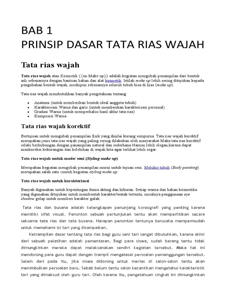 Bab 1 Prinsip Dasar Tata Rias Wajah | PDF