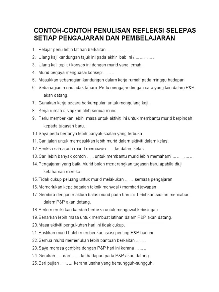 Contoh Penulisan Refleksi Terbaik - englshgam