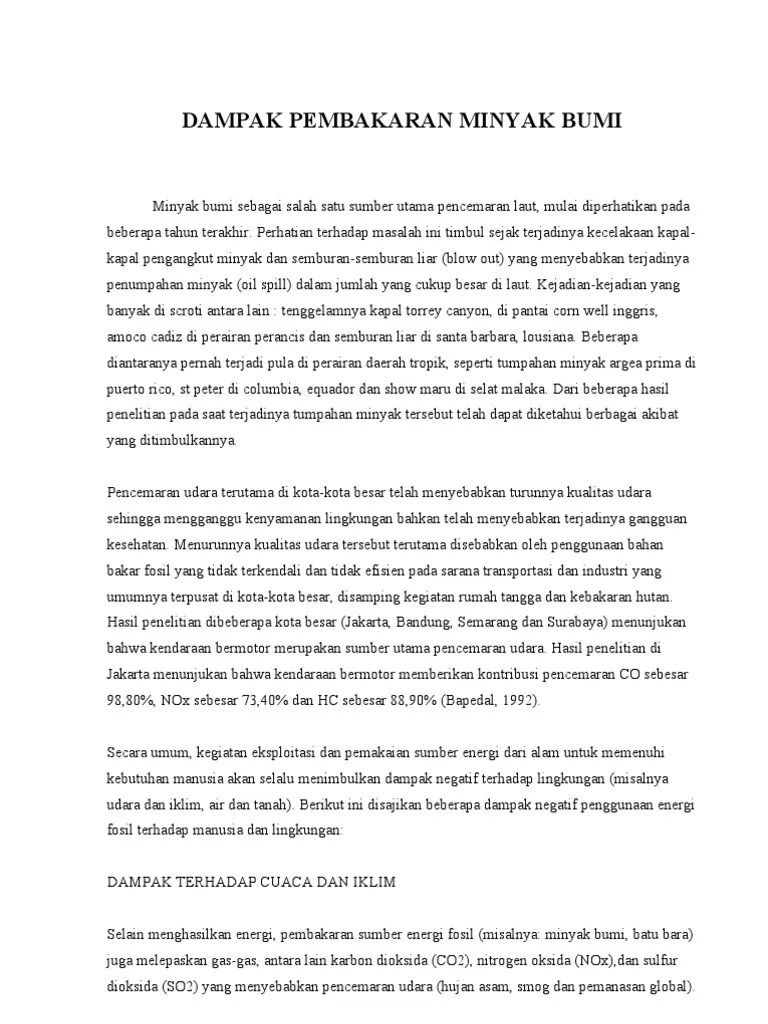 Dampak Pembakaran Minyak Bumi | PDF