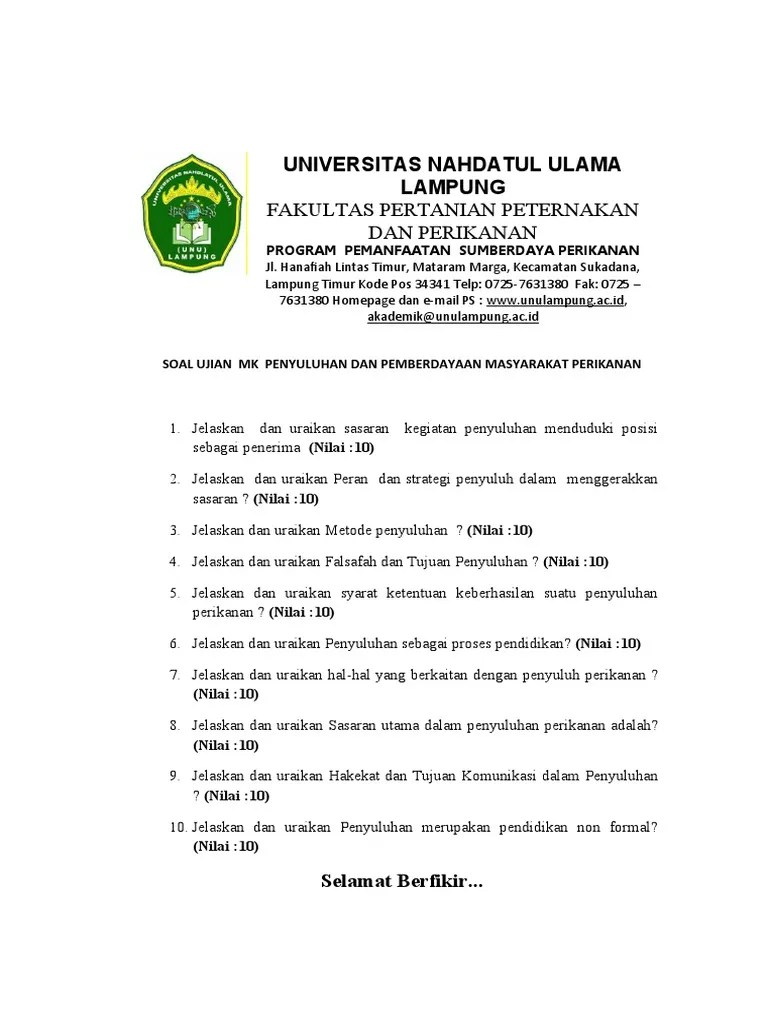 Jawaban Dan Soal Penyuluhan | PDF