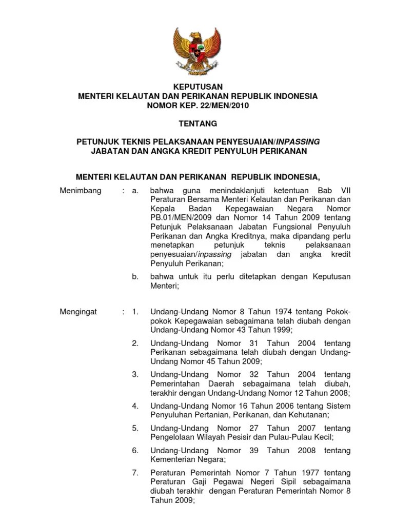 Juknis Inpassing Penyuluh Perikanan | PDF