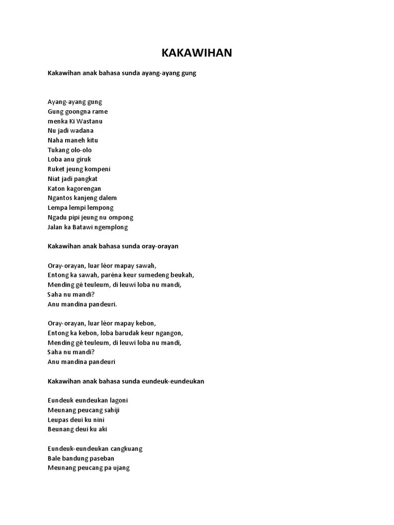 KAKAWIHAN Basa Sunda Anak-Anak | PDF