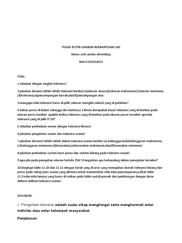 Tugas Rutin Gambar Berbantuan Cad | PDF