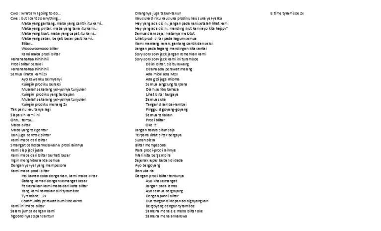 Yel Yel Prodi Blitar | PDF